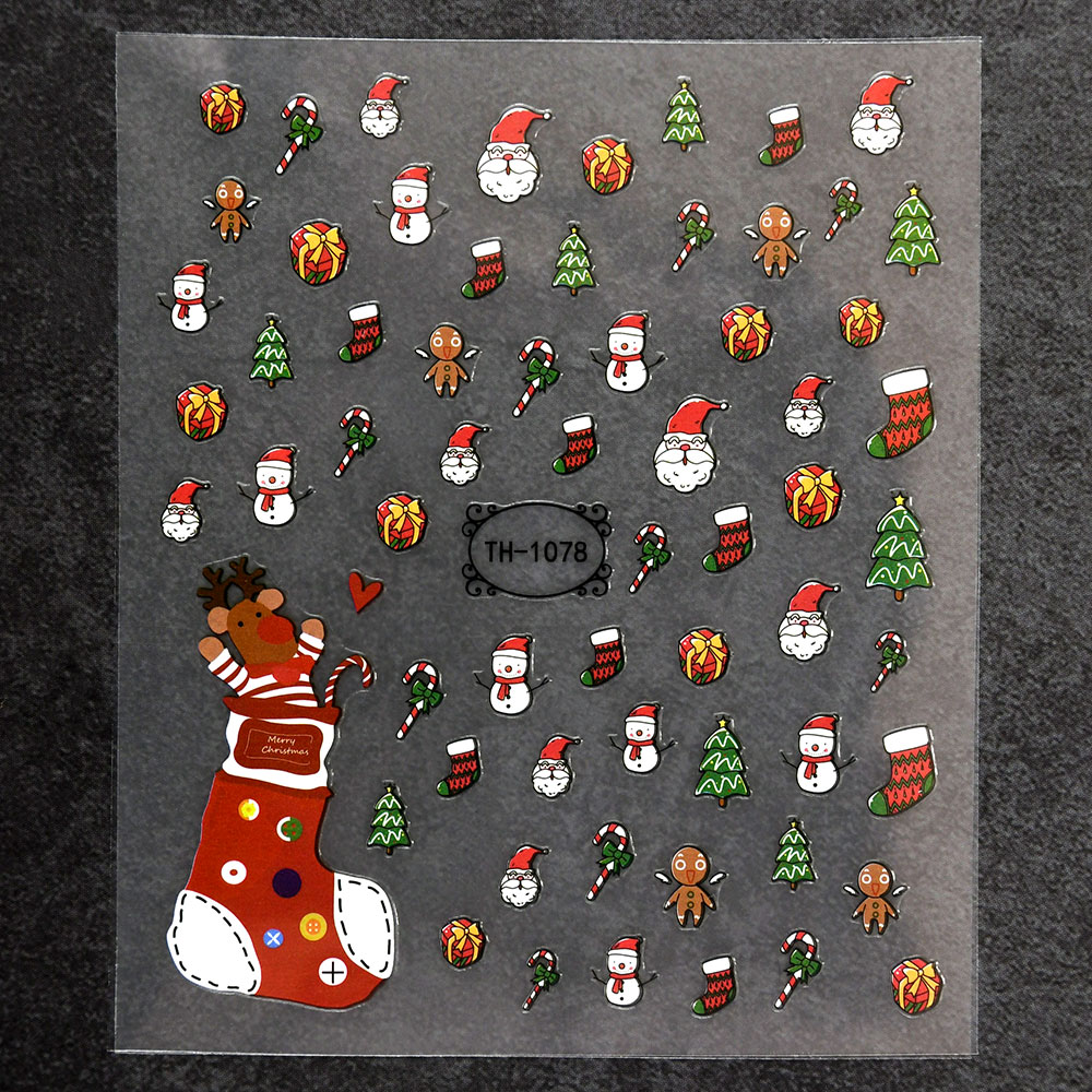 Jul Nail Art Dekoration Træ Snefnug Nail Stickers