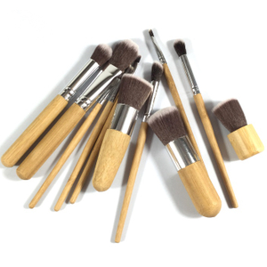 Engros 11pcs træhåndtag makeup børste sæt